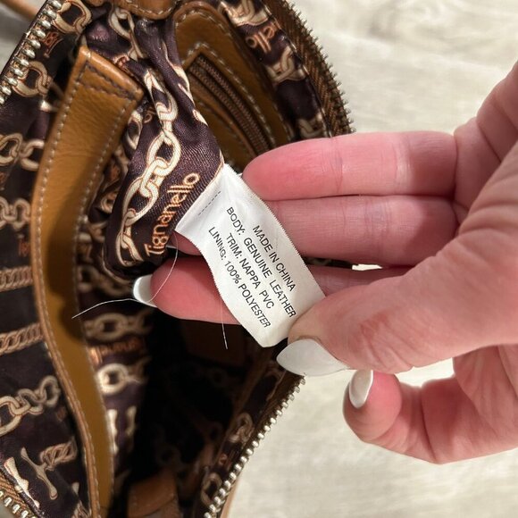 Tignanello Brown Tan Leather Crossbody Bag Small Purse - Picture 6 of 9